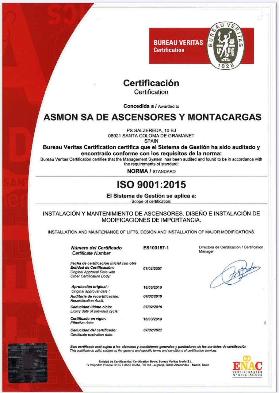 Certificado ISO 9001/2015